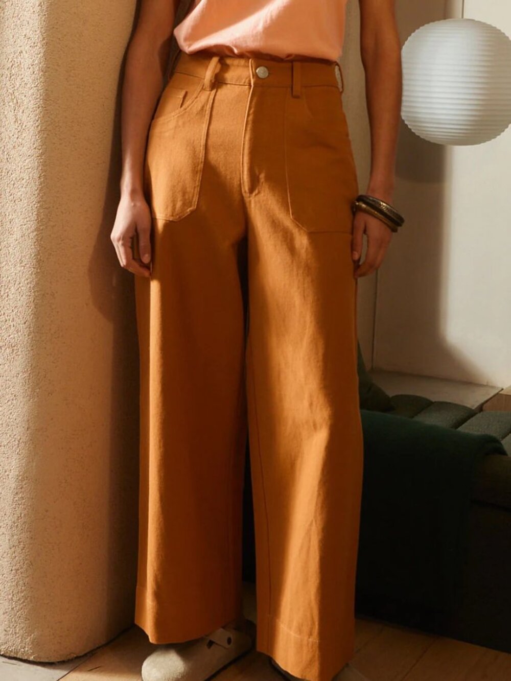 LF Markey British new carpenter wide leg trouser in walnut current size 12 US - Picture 8 of 14